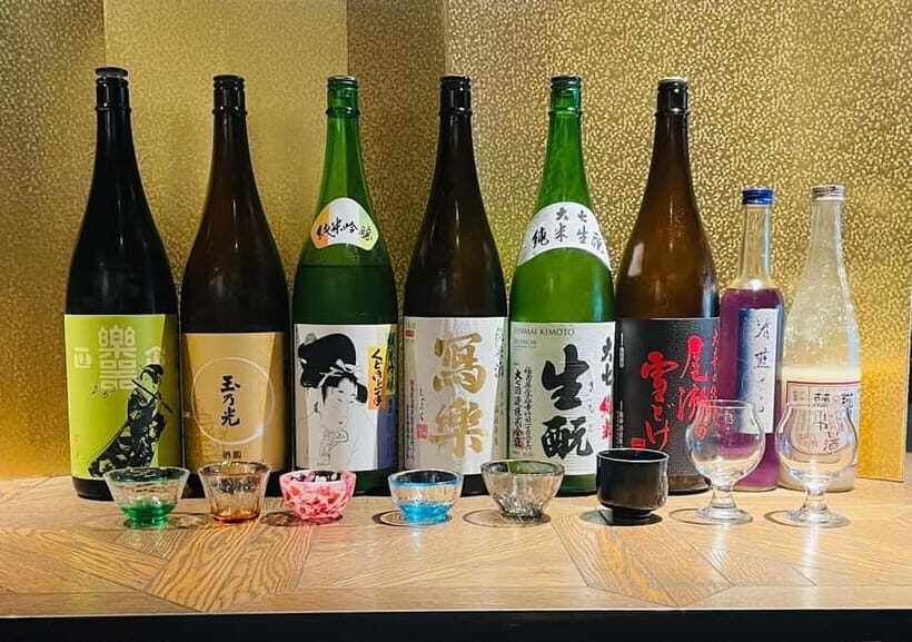 Casual Japanese sake tasting and snack experience, Kabukicho - What you’ll taste: lower ABV sakes, then the stronger stuff
