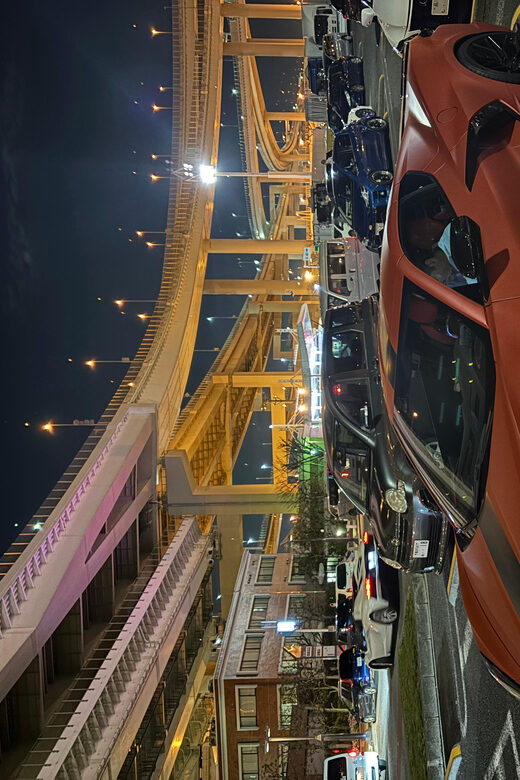 Daikoku Meet in a Subaru WRX - Tokyo Tower at night: iconic photos plus souvenir browsing
