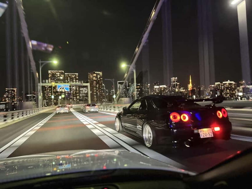 Daikoku & Tokyo JDM Night Tour in R34 or TopSecret R35 GT-R - Rainbow Bridge after the meet: night views and a smoother return