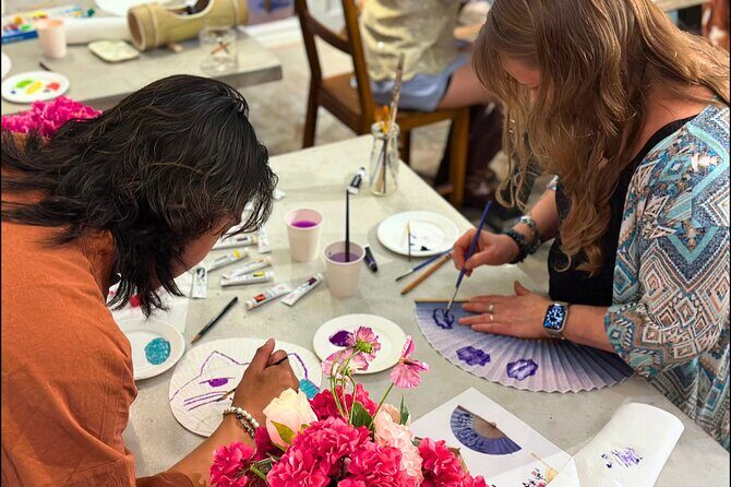 Japanese Fan Painting Workshop ~ in a Tokyo Flower Shop - Traditional Motifs vs. Your Own Design: How to Decide