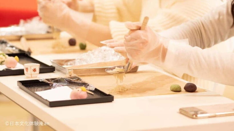 Japanese Traditional Sweets making and Tea Ceremony - Nerikiri Crafting: Coloring White Bean Paste Into Seasonal Art