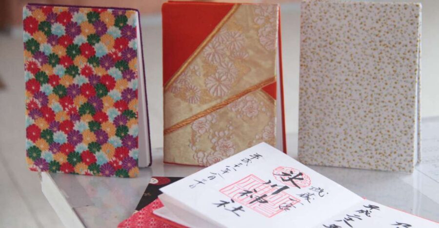 Make a temple stamp book with artist - Picking from 100+ kimono fabrics with Chikako Oshiro