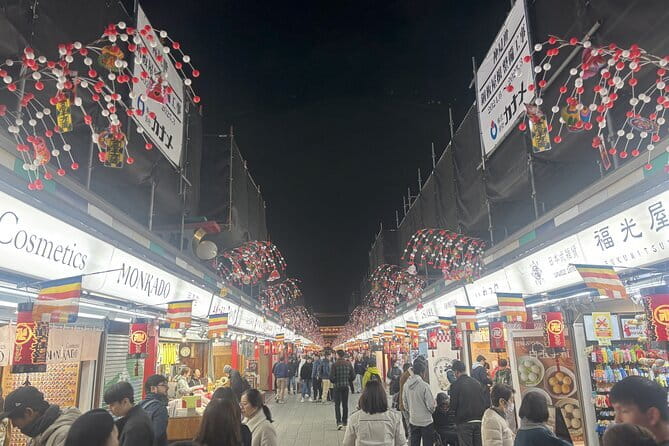 Tokyo Asakusa Sensoji Temple Night Walking Tour - Nakamise Shopping Street: Snacks, Souvenirs, and a Smoother Walk