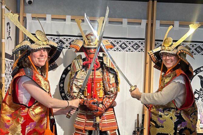 Tokyo Samurai Spirit: Create Sushi & Witness a Samurai Sword Show - The samurai sword show atmosphere: armor, swords, and photo-friendly staging