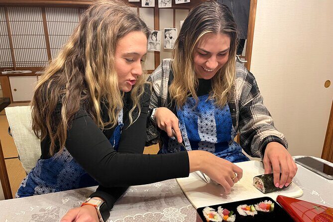 Yokohama: Sushi & Gyoza Cooking with Matcha & GreenTea Experience - From sliding doors to the kitchen: sushi rolls and gyoza you fold yourself